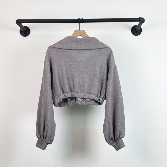 NWT Urban Outfitters BDG New Leaf Ribbed Cropped Pullover Sweater in Light Grey - Picture 4 of 5